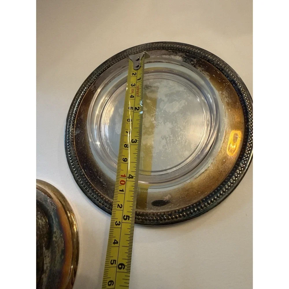 Vintage Oneida Silverplate Round Covered Butter Dish Plastic Liner Plate w/ Top